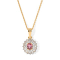 D'Joy AA Blush Turmalin, Weißer Diamant Schmuckset ca. 50 cm 925 Silber 750 Gelbgold vermeil ca. 0,65 ct.