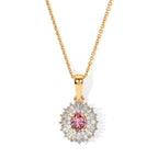 D'Joy AA Blush Turmalin, Weißer Diamant Schmuckset ca. 50 cm 925 Silber 750 Gelbgold vermeil ca. 0,65 ct.