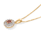 D'Joy AA Blush Turmalin, Weißer Diamant Schmuckset ca. 50 cm 925 Silber 750 Gelbgold vermeil ca. 0,65 ct.