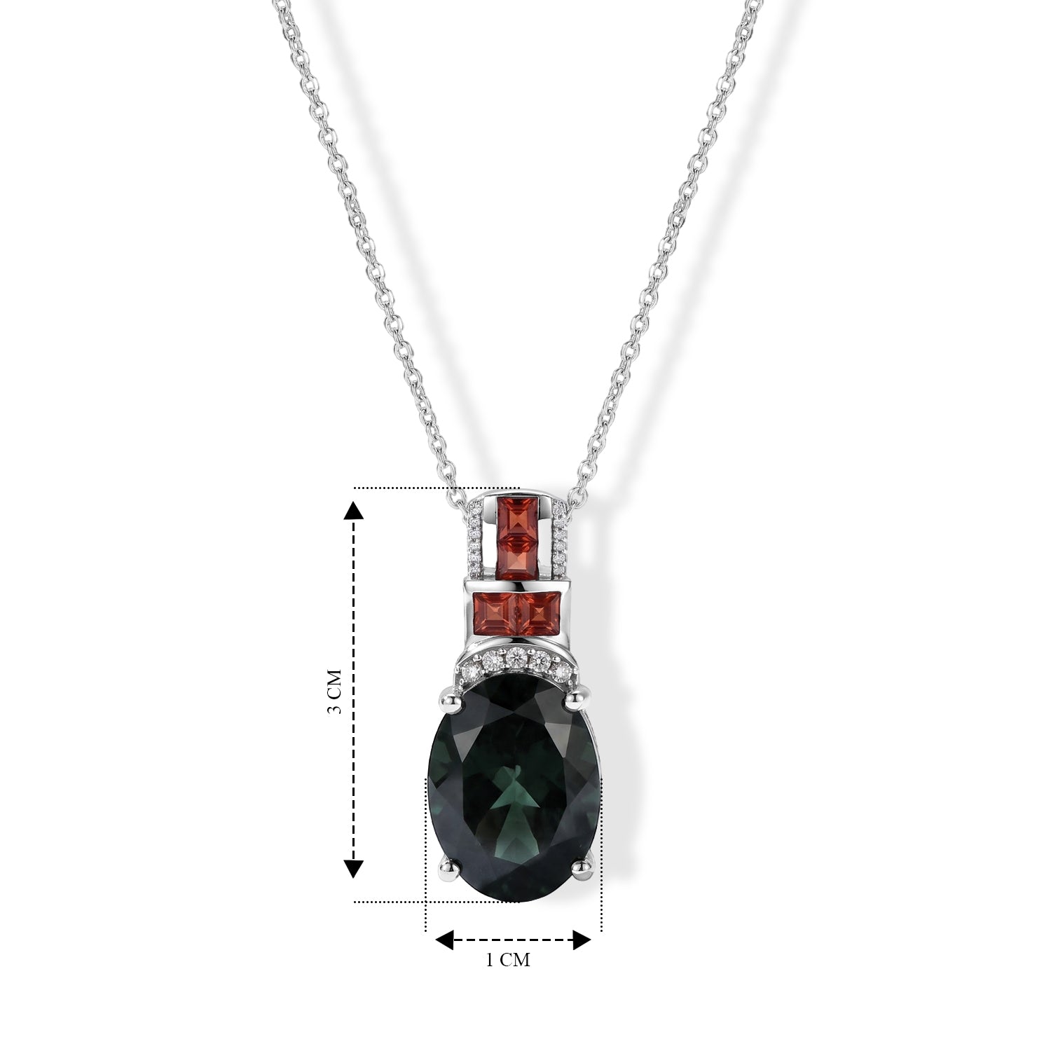 D'Joy Alexandrit Quarz Triplette, Roter Granat Schmuckset ca. 50 cm 925 Silber Rhodiniert ca. 10,60 ct.