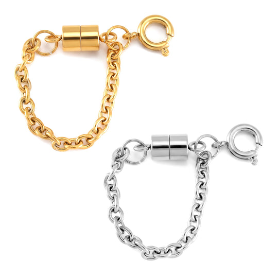 2er Set Armband Magnetschließe mit Extender aus 316L Edelstahl, Goldfarben