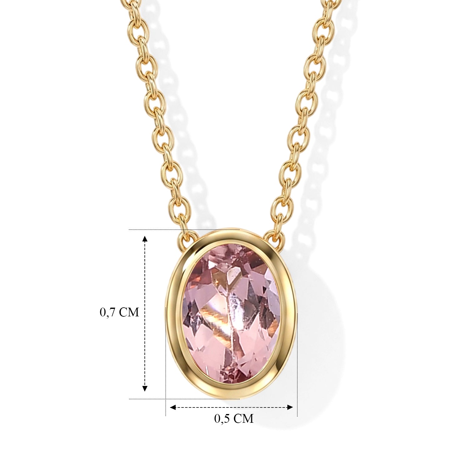 D'Joy AA Blush Turmalin Schmuckset ca. 50 cm 925 Silber 750 Gelbgold vermeil ca. 0,50 ct.