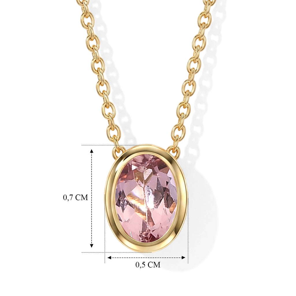 D'Joy AA Blush Turmalin Schmuckset ca. 50 cm 925 Silber 750 Gelbgold vermeil ca. 0,50 ct.