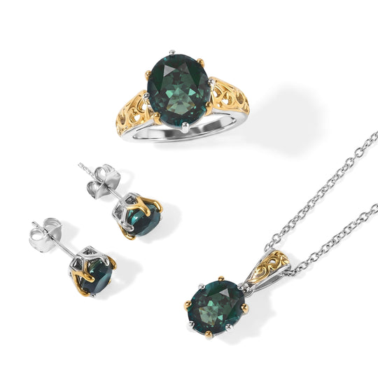 EVER TRUE Alexandrit Quarz Triplette Schmuckset ca. 50 cm (Größe 18) ca. 11,09 ct.