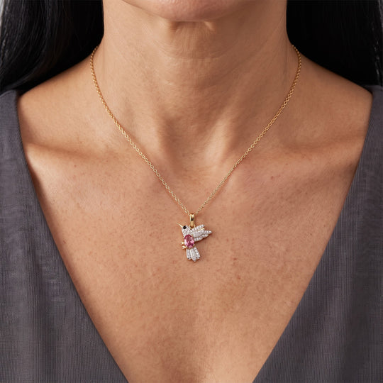 D'Joy Blush Turmalin, Weißer Zirkon Schmuckset ca. 50 cm 925 Silber 750 Vergoldet und Edelstahl 750 Vergoldet ca. 0.93 ct