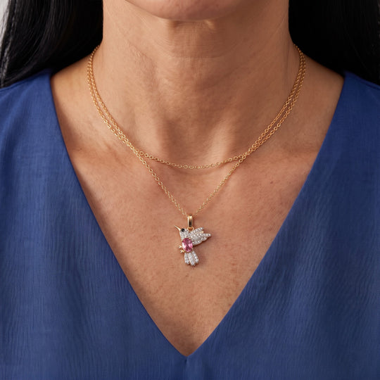 D'Joy Blush Turmalin, Weißer Zirkon Schmuckset ca. 50 cm 925 Silber 750 Vergoldet und Edelstahl 750 Vergoldet ca. 0.93 ct