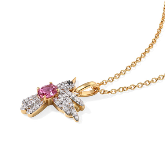 D'Joy Blush Turmalin, Weißer Zirkon Schmuckset ca. 50 cm 925 Silber 750 Vergoldet und Edelstahl 750 Vergoldet ca. 0.93 ct