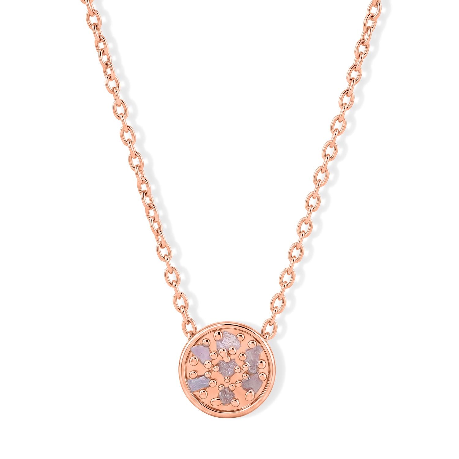 D'Joy natürliche Rosa Diamant Anhänger mit 45+5cm Kette, 925 Silber 750 Roségold Vermeil - 0,05 ct.