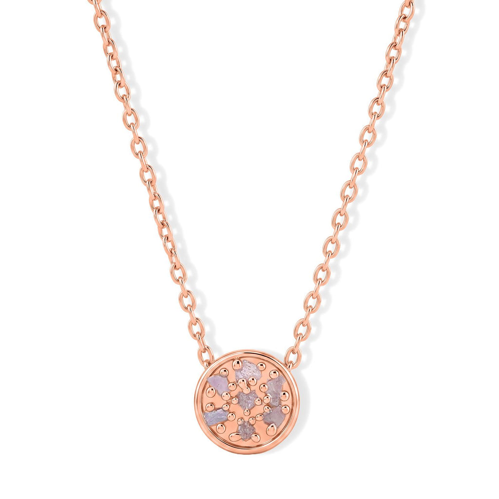 D'Joy natürliche Rosa Diamant Anhänger mit 45+5cm Kette, 925 Silber 750 Roségold Vermeil - 0,05 ct.