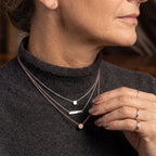 D'Joy natürliche Rosa Diamant Anhänger mit 45+5cm Kette, 925 Silber 750 Roségold Vermeil - 0,05 ct.