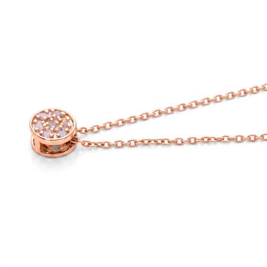 D'Joy natürliche Rosa Diamant Anhänger mit 45+5cm Kette, 925 Silber 750 Roségold Vermeil - 0,05 ct.