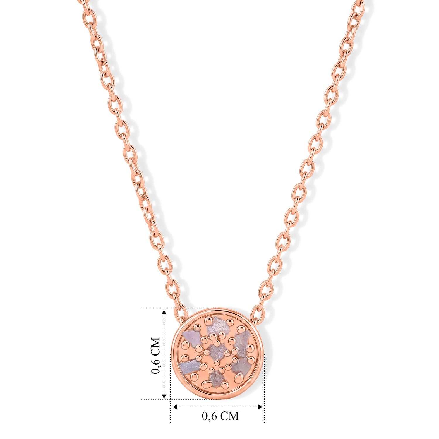D'Joy natürliche Rosa Diamant Anhänger mit 45+5cm Kette, 925 Silber 750 Roségold Vermeil - 0,05 ct.