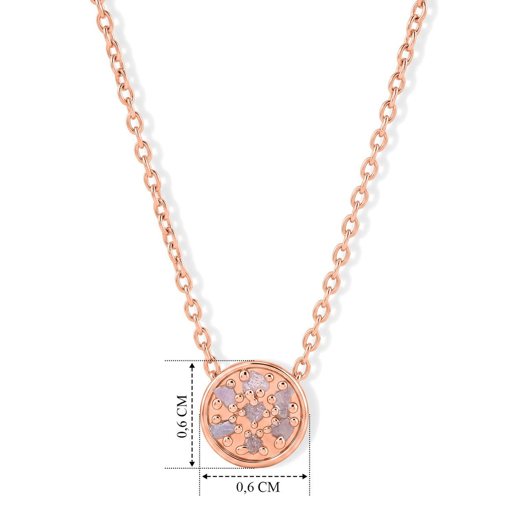 D'Joy natürliche Rosa Diamant Anhänger mit 45+5cm Kette, 925 Silber 750 Roségold Vermeil - 0,05 ct.