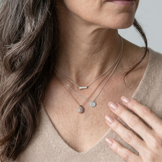 D'Joy natürliche Rosa Diamant Anhänger mit 45+5cm Kette, 925 Silber 750 Roségold Vermeil - 0,10 ct.