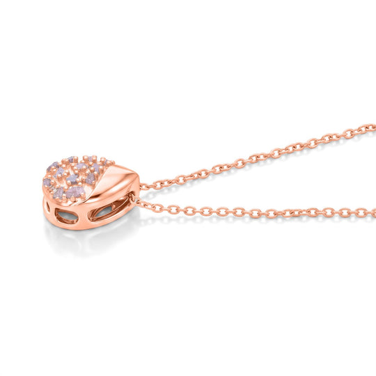 D'Joy natürliche Rosa Diamant Anhänger mit 45+5cm Kette, 925 Silber 750 Roségold Vermeil - 0,10 ct.