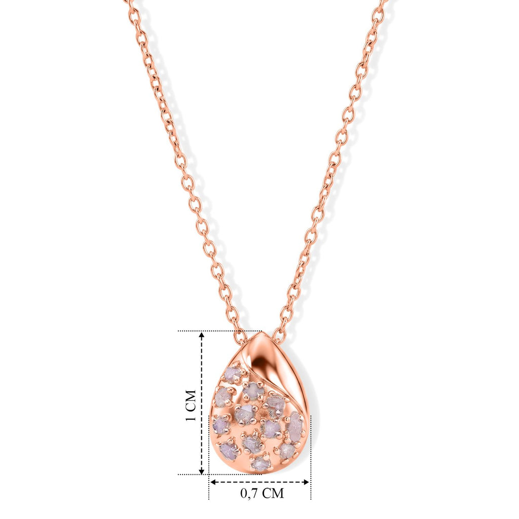 D'Joy natürliche Rosa Diamant Anhänger mit 45+5cm Kette, 925 Silber 750 Roségold Vermeil - 0,10 ct.