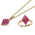 EverTrue afrikanisches Rubin (Fissure gefüllt) Schmuckset, 316L Edelstahl und Bronze mit Gelbgold E-Beschichtung - 2,14 ct.