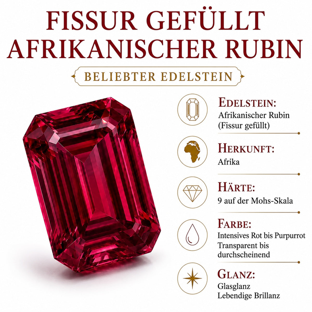 Afrikanischer Rubin (Fissure gefüllt)