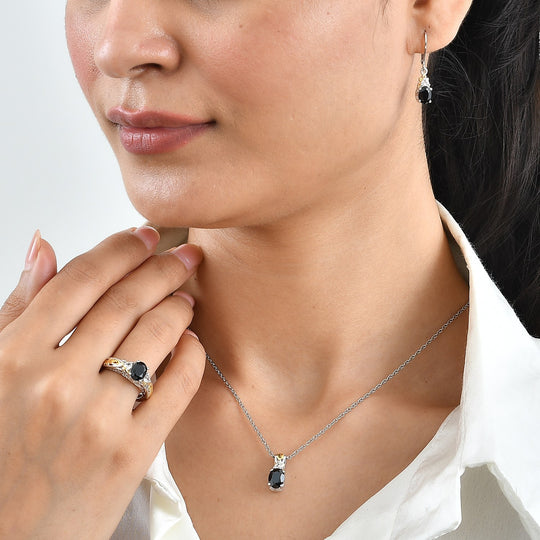 EverTrue Citrin und weißes Topas Schmuckset, 316L Edelstahl und Bronze mit zweifarbiger E-Beschichtung - 4,33 ct.