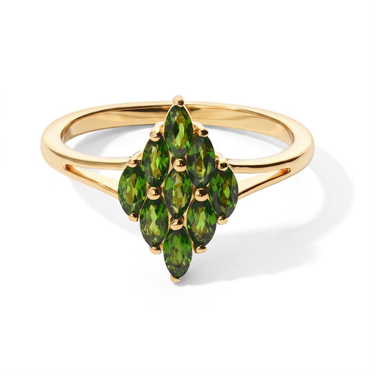 EVER TRUE 2er Set - Natürlicher Chromdiopsid Anhänger mit Kette und Ring, ca. 50 cm (Größe 21.00) ca. 1.71 ct