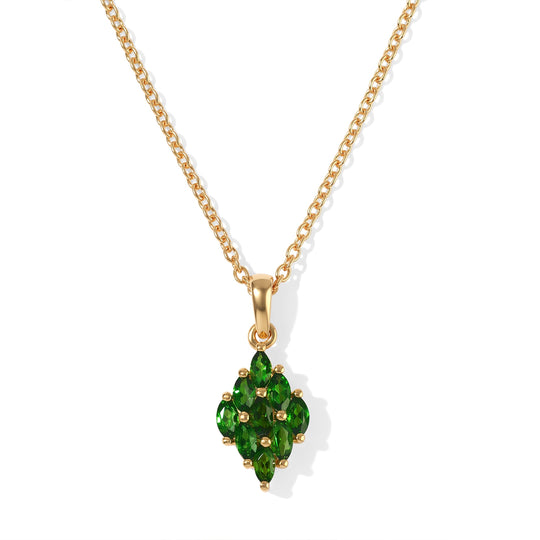 EVER TRUE 2er Set - Natürlicher Chromdiopsid Anhänger mit Kette und Ring, ca. 50 cm (Größe 20.00) ca. 1.71 ct
