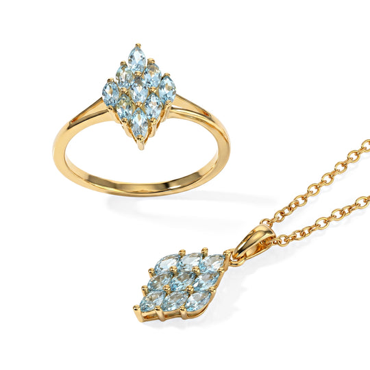EverTrue afrikanisches Rubin Schmuckset, 316L Edelstahl und Bronze mit Gelbgold E-Beschichtung - 2,14 ct.