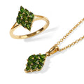 EVER TRUE 2er Set - Natürlicher Chromdiopsid Anhänger mit Kette und Ring, ca. 50 cm (Größe 17.00) ca. 1.71 ct