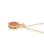 D'Joy AA Padparadscha Saphir (BT), Weißer Zirkon Schmuckset ca. 50 cm 925 Silber 750  Gelbgold vermeil ca. 1.60 ct