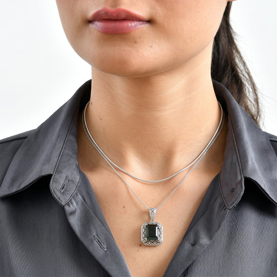 D'Joy Alexandrit Quarz Triplette Schmuckset ca. 50 cm 925 Silber Rhodiniert ca. 6,21 ct.