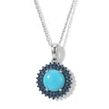 LUXURIANT DIAMOND - Schmuckset Azurglanz-Anhänger mit AA Sleeping Beauty Türkis und Lab Grown blauem Diamant, ca. 50 cm, 925 Silber rhodiniert, ca. 2.86 ct