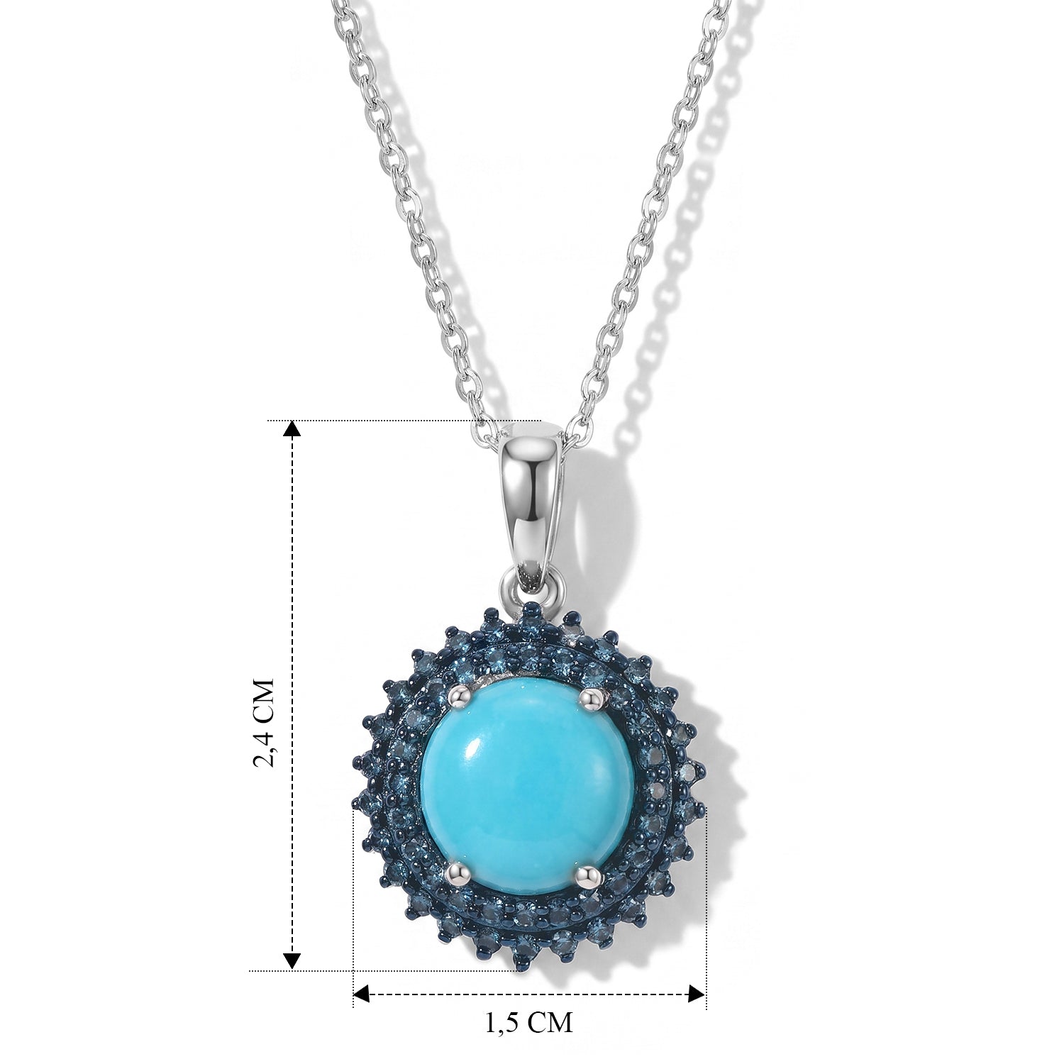 LUXURIANT DIAMOND - Schmuckset Azurglanz-Anhänger mit AA Sleeping Beauty Türkis und Lab Grown blauem Diamant, ca. 50 cm, 925 Silber rhodiniert, ca. 2.86 ct
