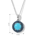 LUXURIANT DIAMOND - Schmuckset Azurglanz-Anhänger mit AA Sleeping Beauty Türkis und Lab Grown blauem Diamant, ca. 50 cm, 925 Silber rhodiniert, ca. 2.86 ct