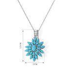 D'Joy Azurblauer Wildblumen-Anhänger mit Kette, Sleeping Beauty Türkis, ca. 50 cm, 925 Silber rhodiniert, ca. 3.80 ct