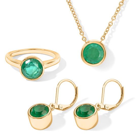 EVER TRUE Smaragd-Quarz Triplette Schmuckset ca. 50 cm (Größe 18) ca. 7,66 ct.