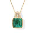D'Joy Smaragd-Quarz Triplette, Weißer Zirkon Schmuckset ca. 50 cm 925 Silber 750 Gelbgold vermeil ca. 5,74 ct.