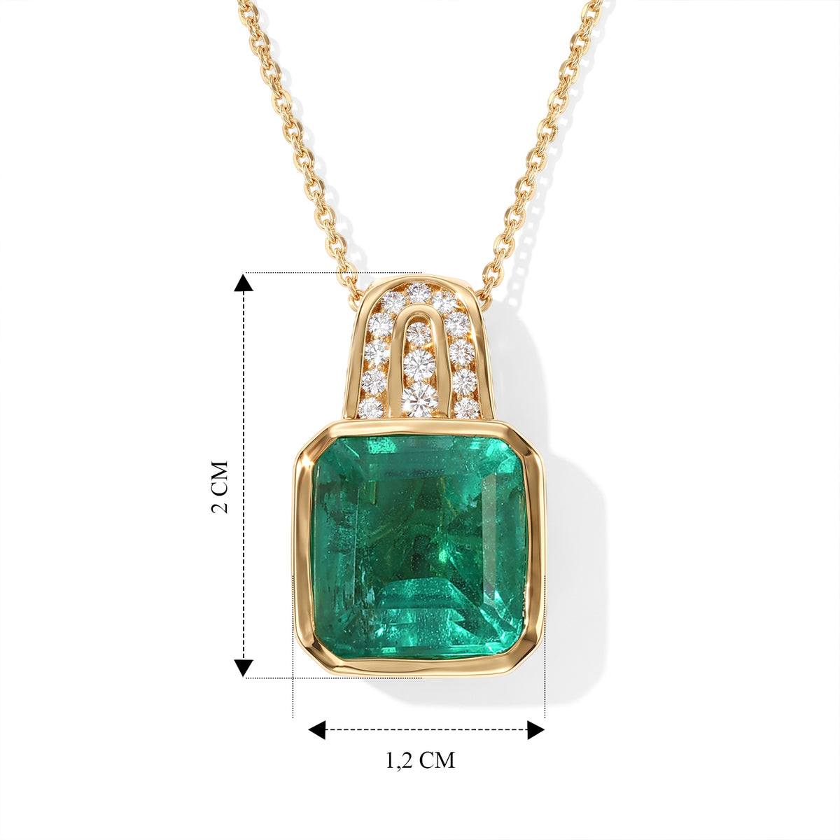 D'Joy Smaragd-Quarz Triplette, Weißer Zirkon Schmuckset ca. 50 cm 925 Silber 750 Gelbgold vermeil ca. 5,74 ct.