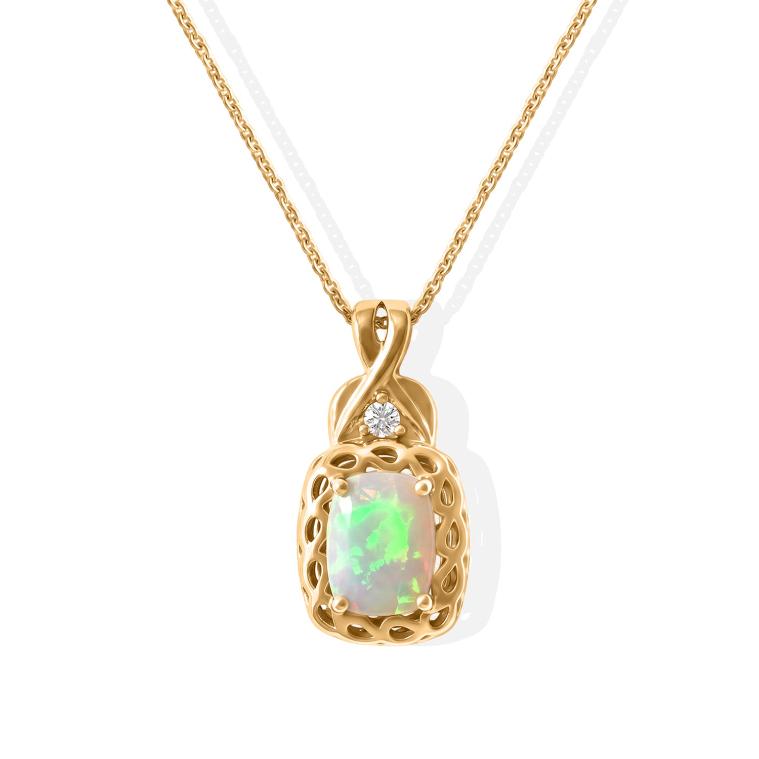 D'Joy AA Natürlicher, äthiopischer Welo Opal, Moissanit Schmuckset ca. 50 cm 925 Silber 750 Vergoldet und Nickelfreies Messing 750 Vergoldet ca. 1.00 ct