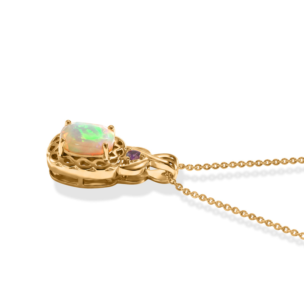 D'Joy AA Natürlicher, äthiopischer Welo Opal, Rosa Turmalin Schmuckset ca. 50 cm 925 Silber 750 Vergoldet und Edelstahl 750 Vergoldet ca. 3,13 ct.