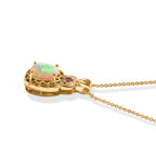 D'Joy AA Natürlicher, äthiopischer Welo Opal, Rosa Turmalin Schmuckset ca. 50 cm 925 Silber 750 Vergoldet und Edelstahl 750 Vergoldet ca. 3,13 ct.