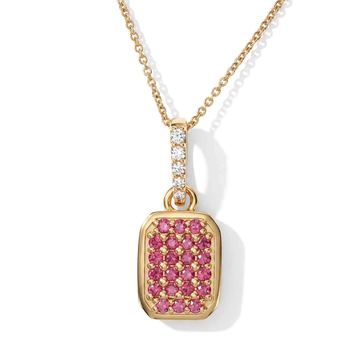 D'Joy Padparadscha Saphir, Weißer Zirkon Schmuckset ca. 50 cm 925 Silber 750 Gelbgold vermeil  (BT) ca. 0.58 ct