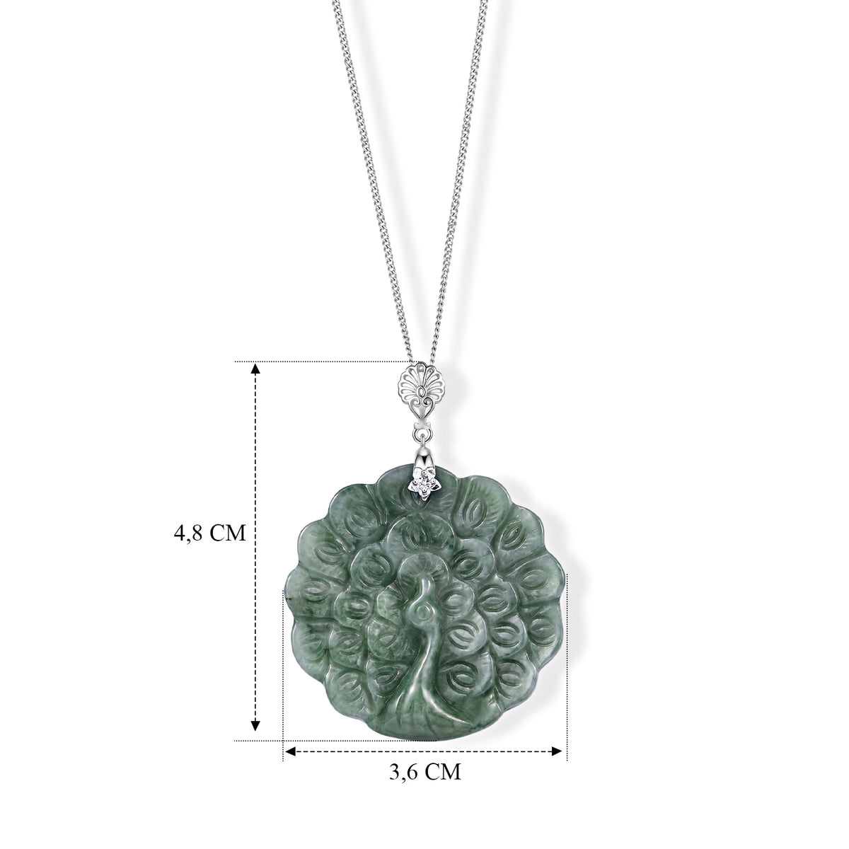 LUXURIANT DIAMOND - AA Olmek Jadeit, Lab Grown Diamant Schmuckset ca. 45 cm 925 Silber Rhodiniert ca. 25,03 ct.
