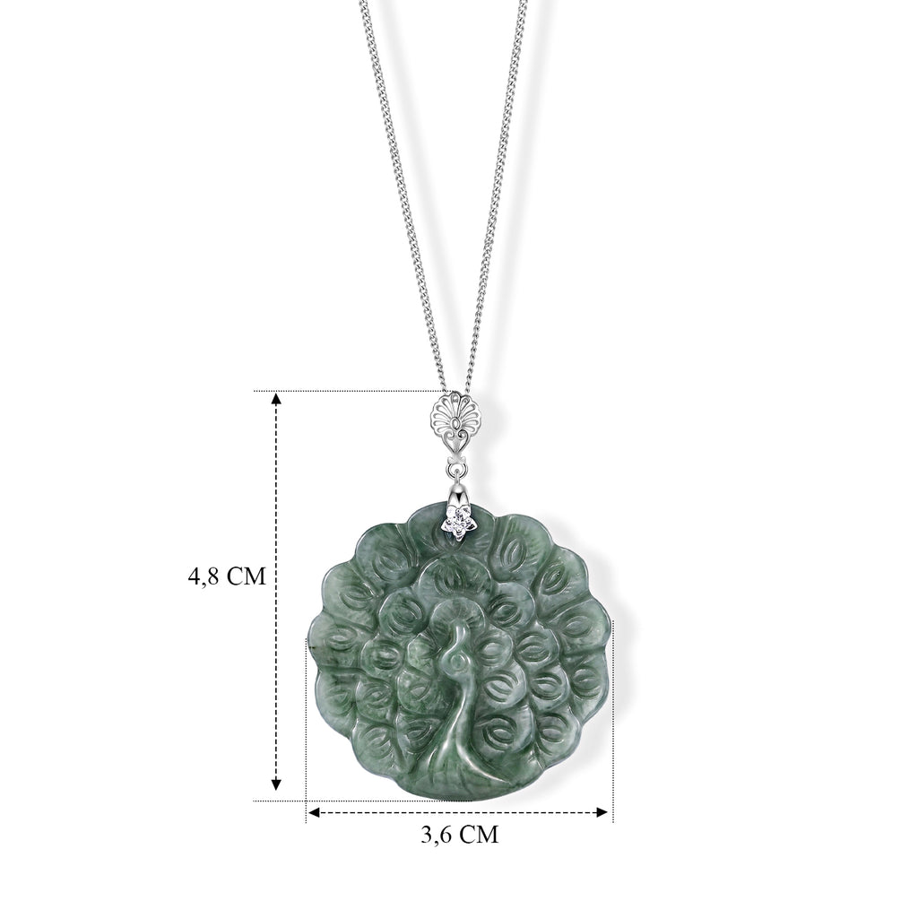 LUXURIANT DIAMOND - AA Olmek Jadeit, Lab Grown Diamant Schmuckset ca. 45 cm 925 Silber Rhodiniert ca. 25,03 ct.