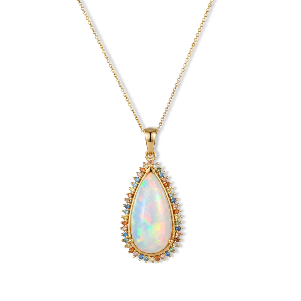 LUXURIANT DIAMOND - AAA Natürlicher, äthiopischer Welo Opal, Lab Grown Gelb Diamant Schmuckset ca. 50 cm 925 Silber 750 Gelbgold vermeil ca. 5,65 ct.