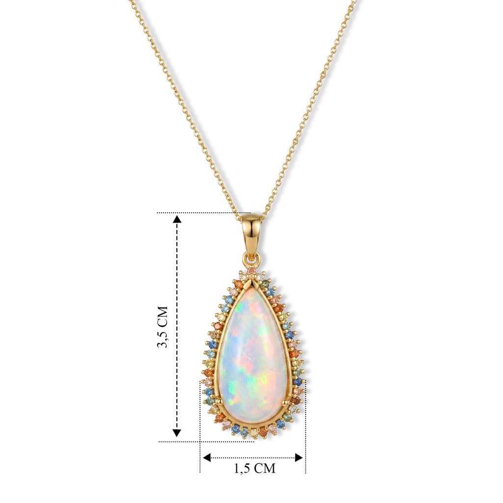 LUXURIANT DIAMOND - AAA Natürlicher, äthiopischer Welo Opal, Lab Grown Gelb Diamant Schmuckset ca. 50 cm 925 Silber 750 Gelbgold vermeil ca. 5,65 ct.