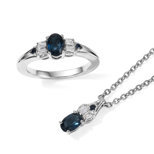 EVER TRUE London Blau Topas Schmuckset ca. 50 cm (Größe 21) ca. 1,27 ct.