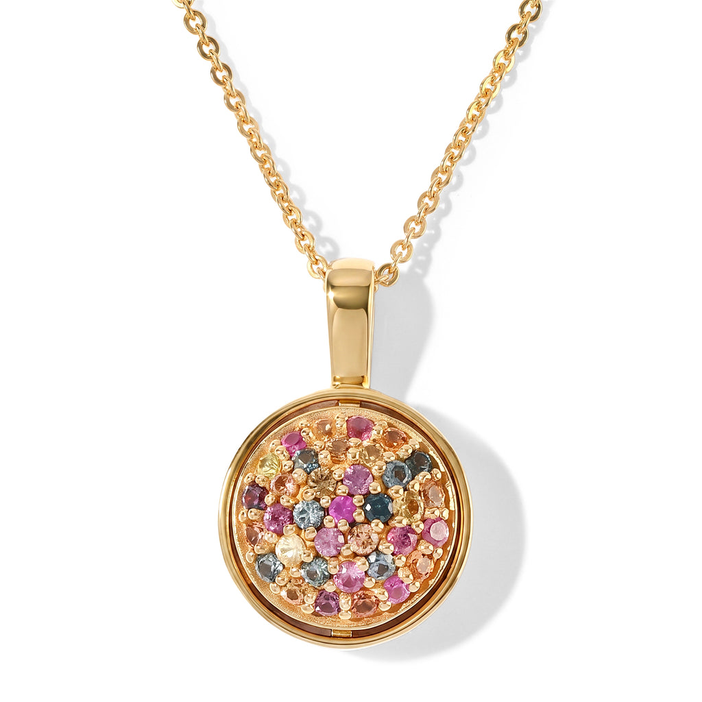 D'Joy Mehrfarbig Saphir Schmuckset ca. 50 cm 925 Silber 750 Gelbgold vermeil ca. 0,81 ct.