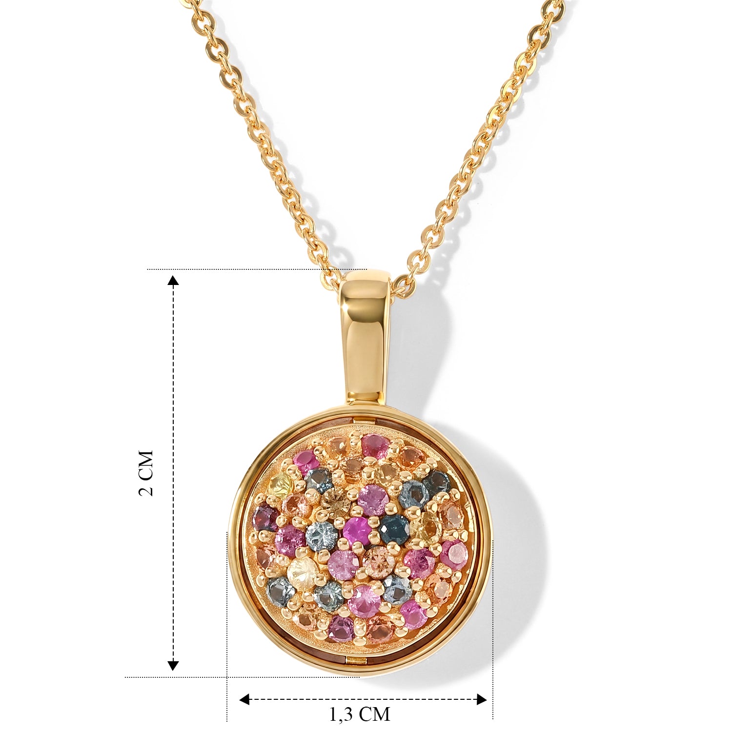 D'Joy Mehrfarbig Saphir Schmuckset ca. 50 cm 925 Silber 750 Gelbgold vermeil ca. 0,81 ct.