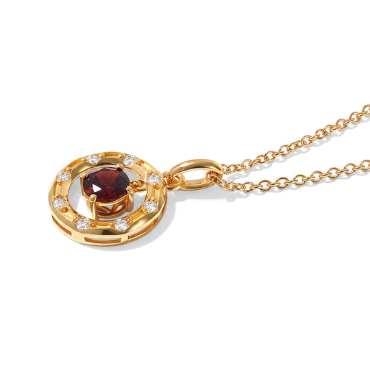 EVER TRUE Mosambik Granat, Weißer Zirkon Anhänger mit Kette, ca. 50 cm ca. 1.25 ct