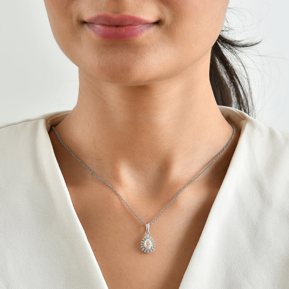 EVER TRUE Merkur mystischer Topas, Weißer Zirkon Schmuckset ca. 50 cm ca. 1,16 ct.