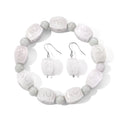D'Joy 307 ct. natürliches weiße Jade Schmuckset, 925 Silber rhodiniert